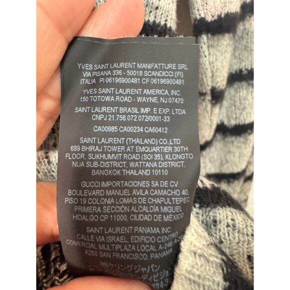 Saint Laurent Paris Unisex Wool Mohair Blend Gray Black Stripe Size Small - Picture 5 of 7